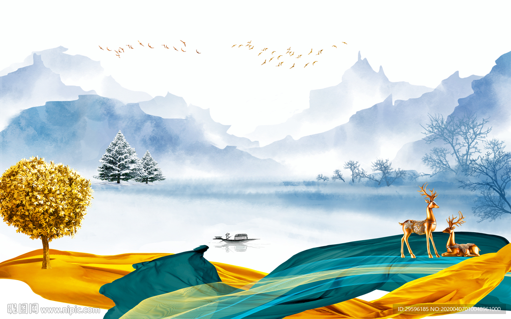 大气极品新山水画 tif分层