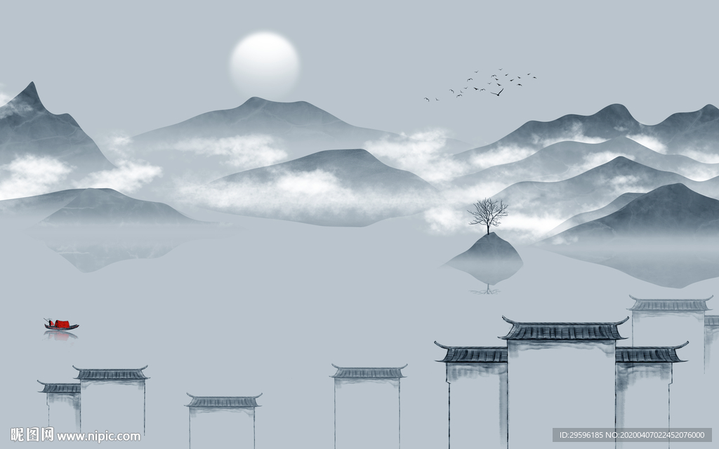 徽派最新山水画 tif分层