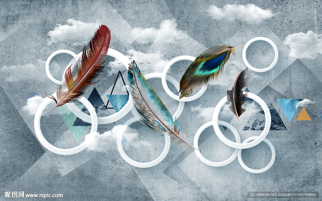 圆圈无框画背景墙 tif分层