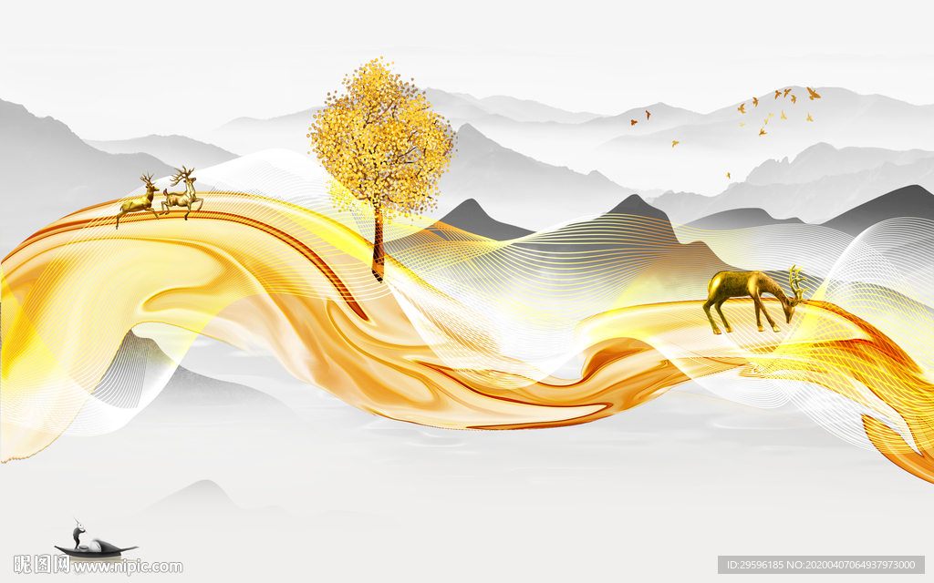 大气无框山水画 tif分层