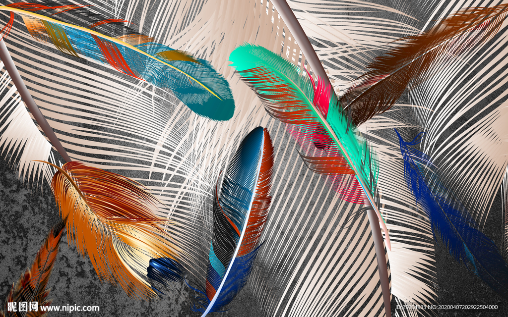 高清羽毛新无框画 tif分层