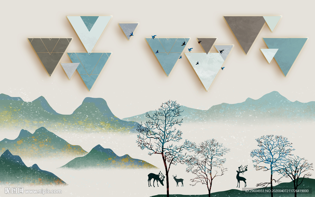 大气中式山水新画 tif分层