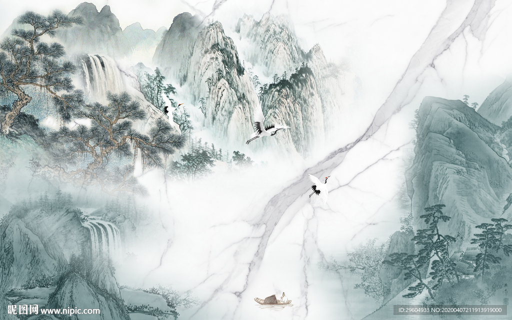 高清 中式山水新画 tif分层