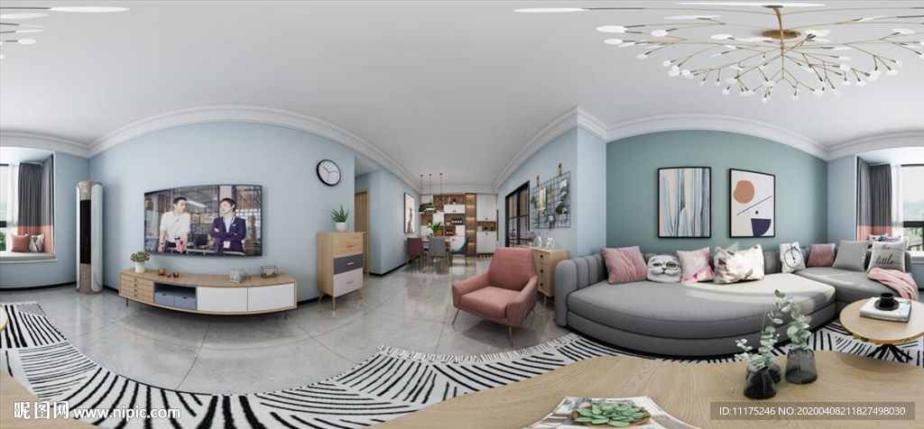 现代北欧客餐厅3D模型