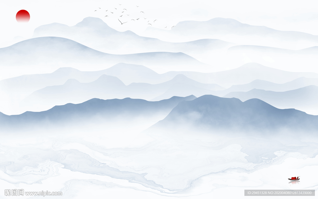 简约爆款山水画 tif分层