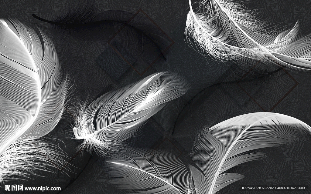 高清 羽毛背景墙 tif分层