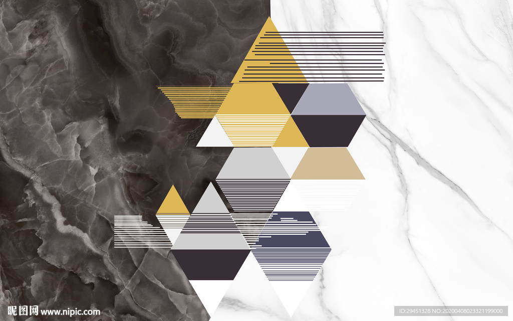黑白几何背景墙 tif分层