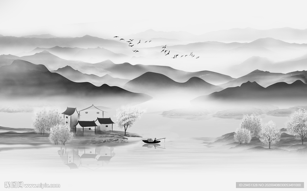 江南新款山水画 tif分层