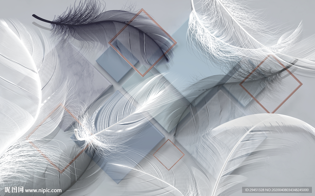 高清 羽毛背景墙 tif分层
