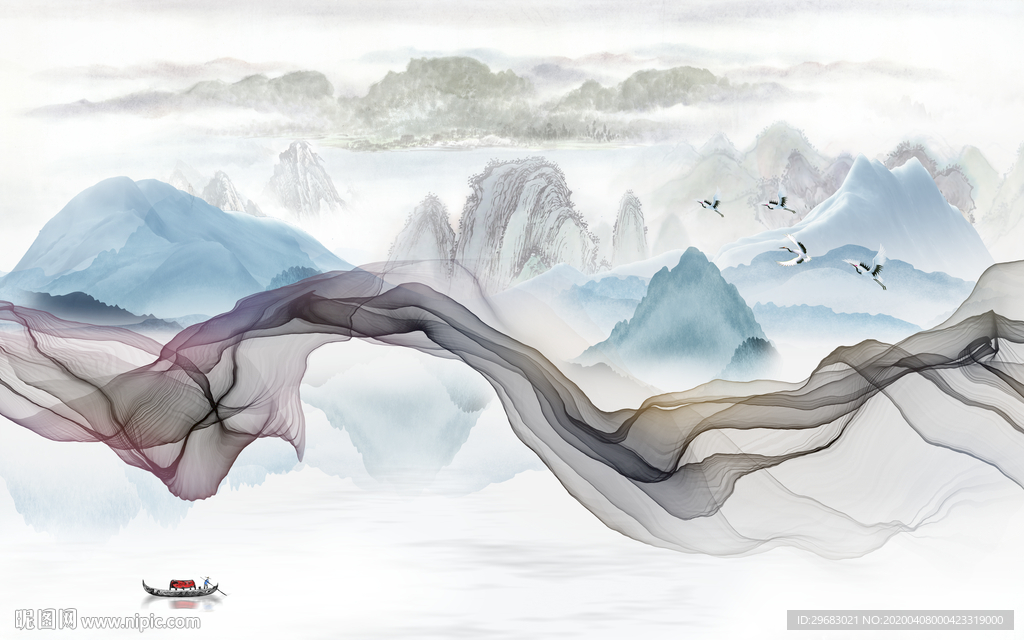 最新无框山水画 tif分层