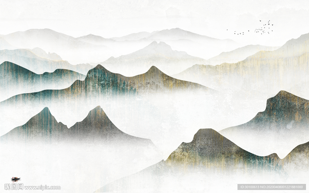 中国风山水画高档画 TIF分层