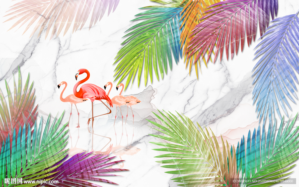 羽毛北欧无框新画 TIF分层