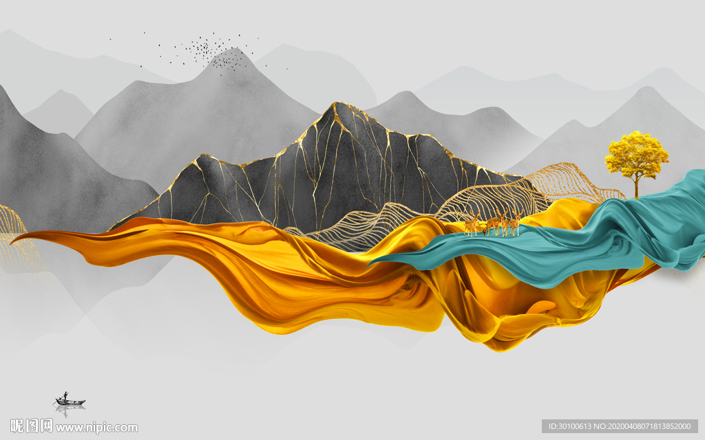 最新山水画高清画 TIF分层