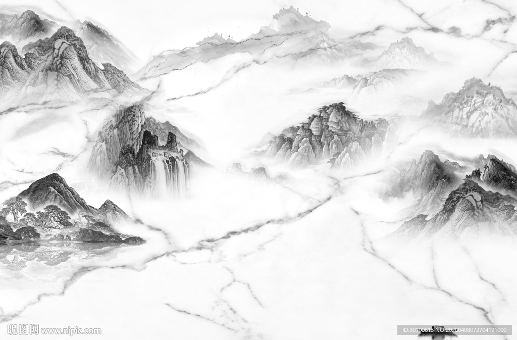 大气别墅山水画 TIF分层