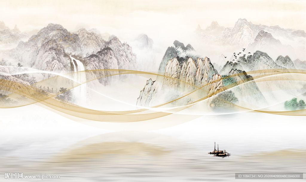 线条新品山水画 TIF分层