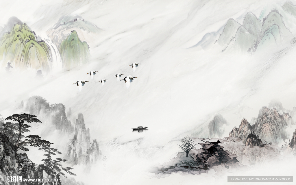 意境唯美山水画 tif分层