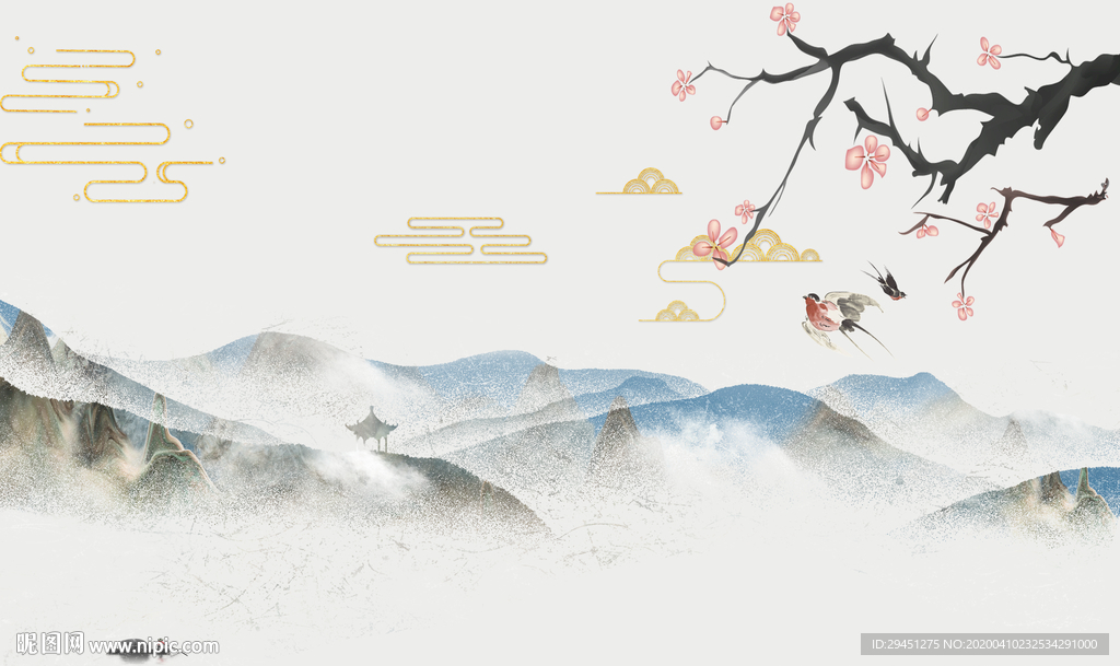 最新唯美山水画 tif分层