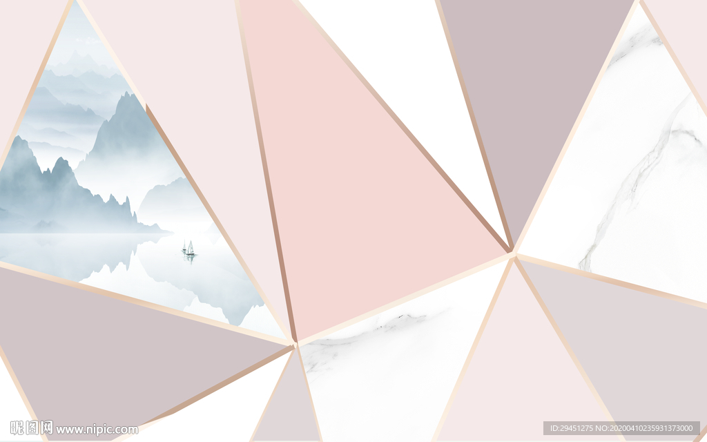 石纹几何新背景墙 TIF分层