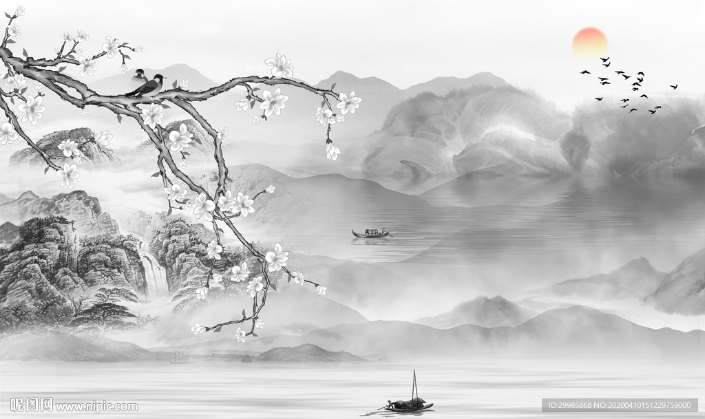 唯美最新山水画 tif分层