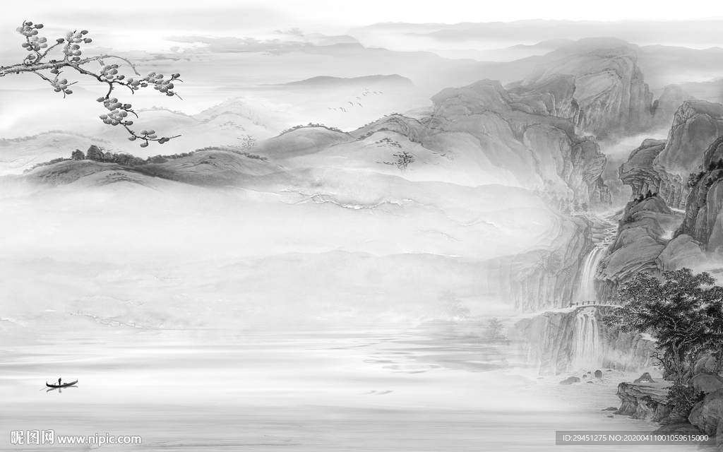 别墅高端山水画 tif分层