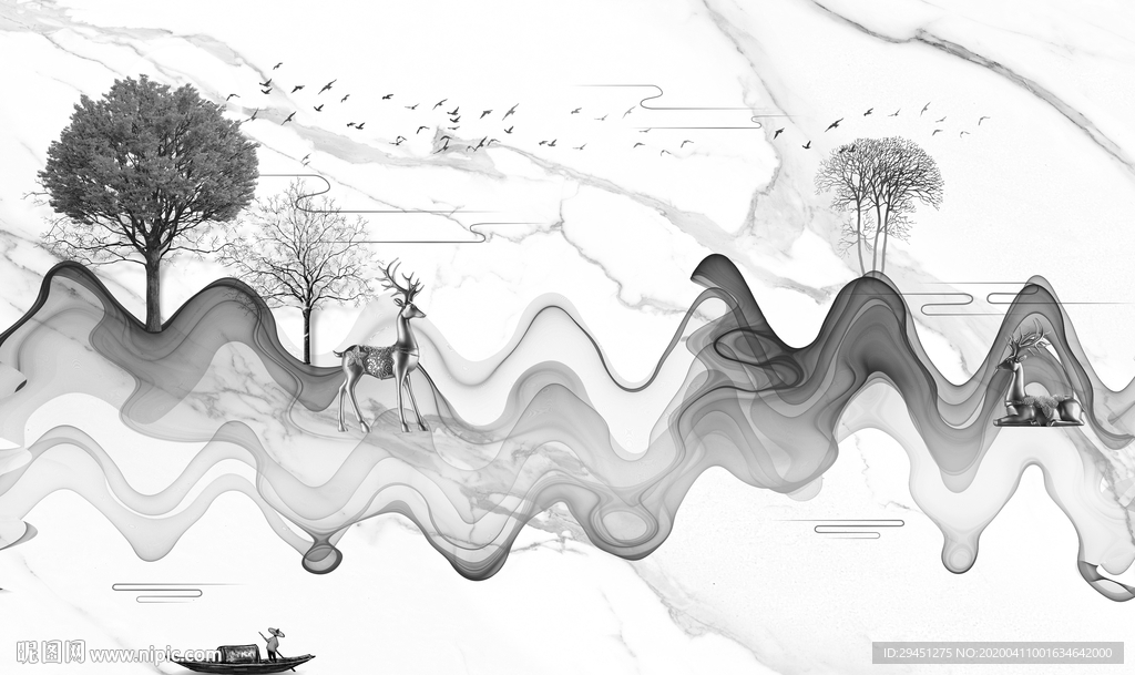 抽象 高端山水画 tif分层