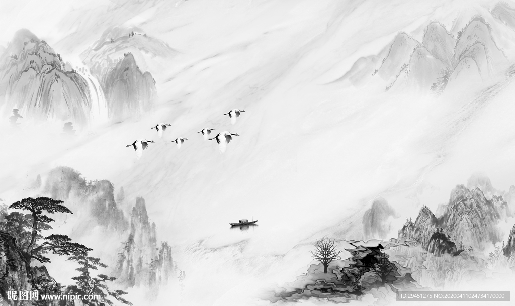 现代 高端山水画 tif分层