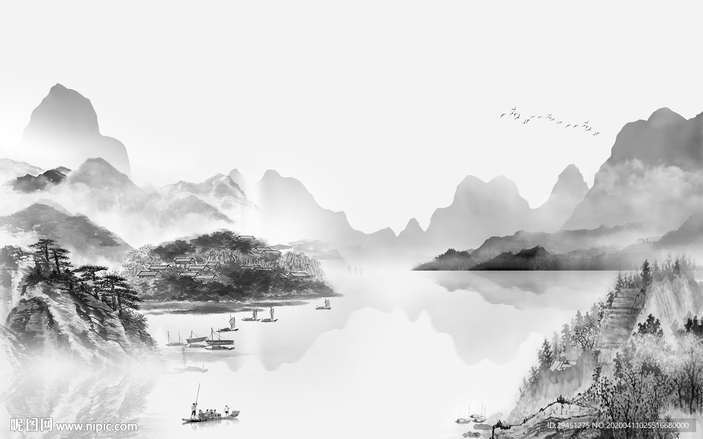 高清高端山水画 tif分层