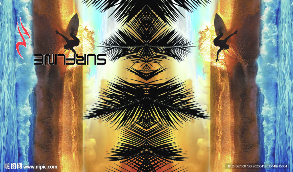 数码印花 热带植物 棕榈树叶