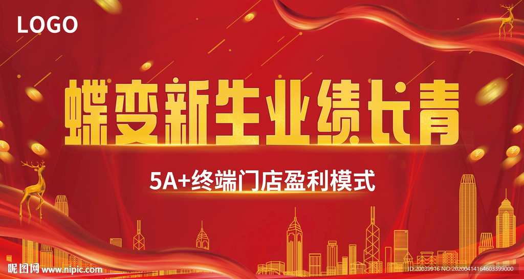 房地产红色背景宣传海报