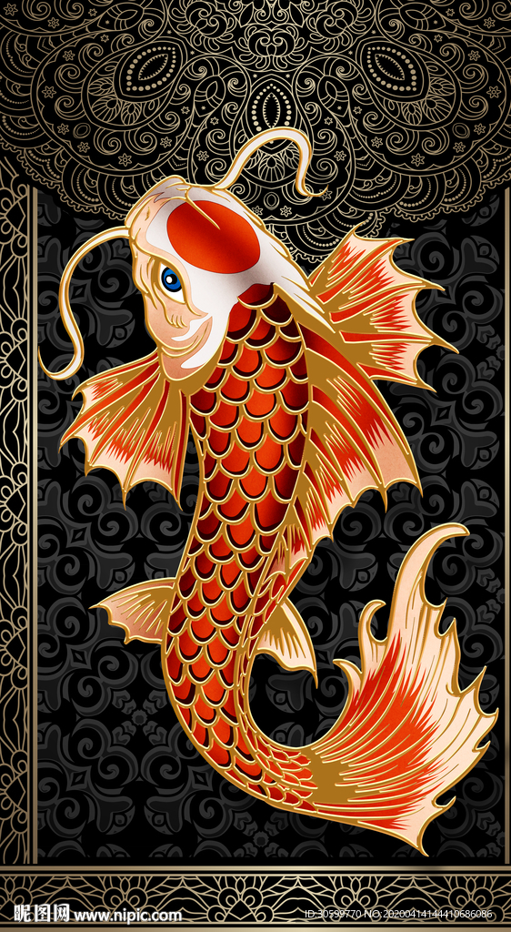 鱼跃龙门玄关装饰画