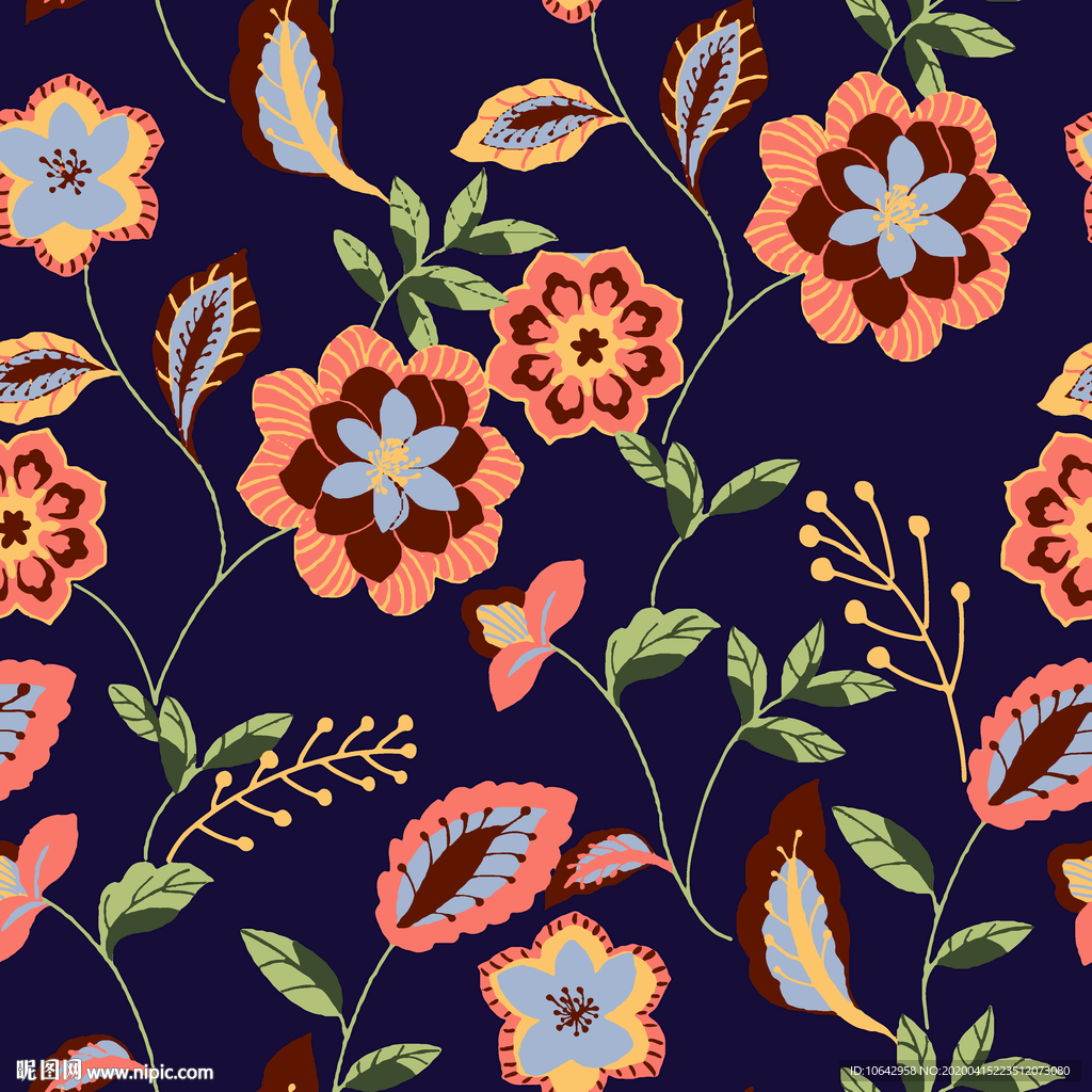 时尚彩色花卉图案