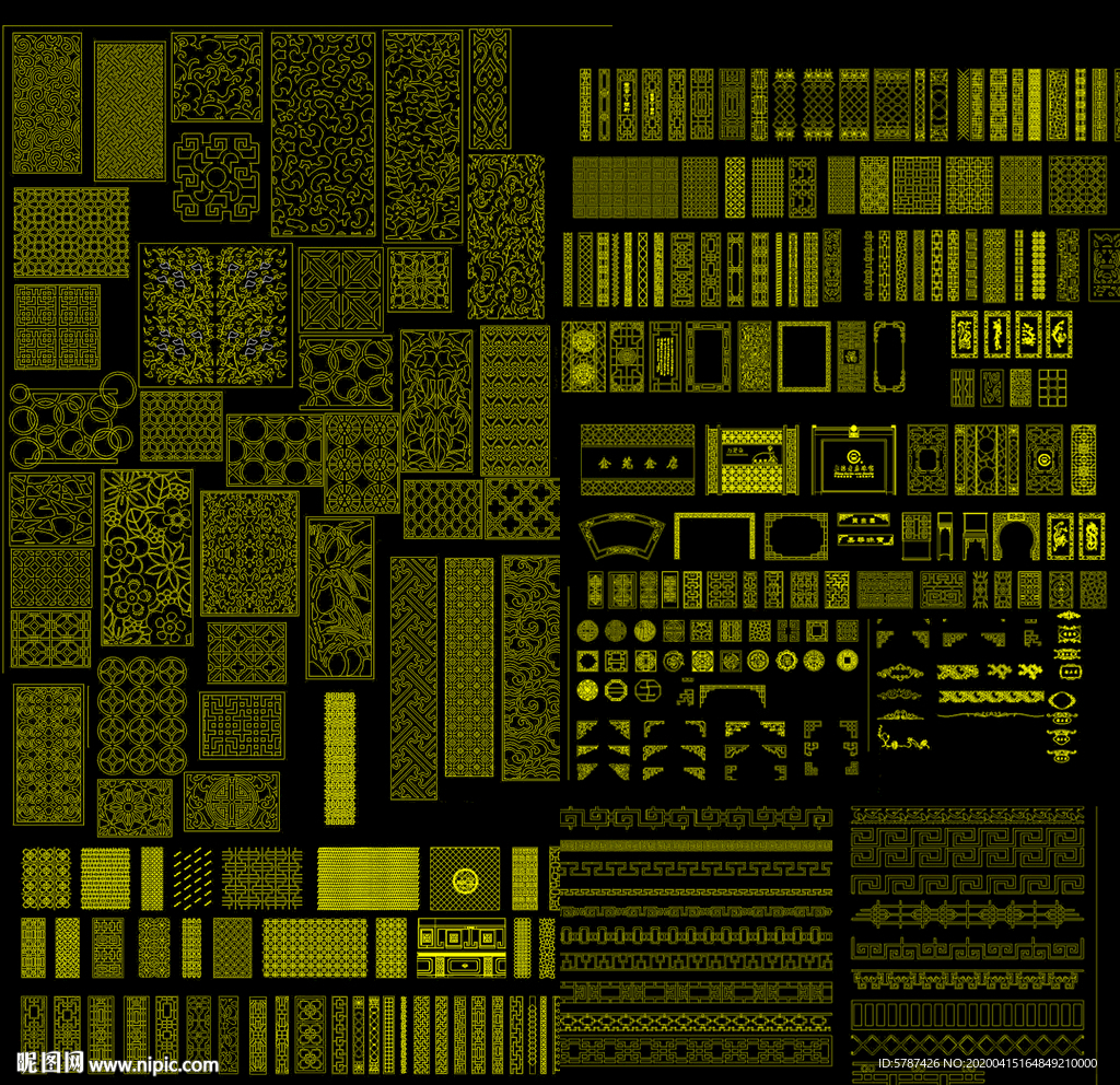 雕花隔断花格图库
