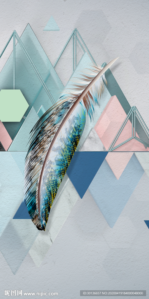 高清羽毛玄关画 TIF分层