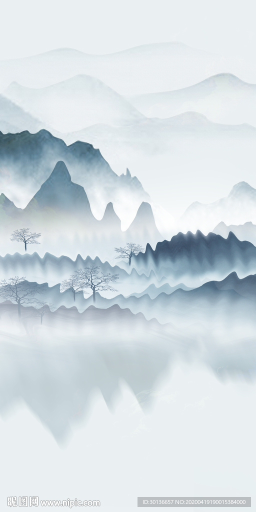 水墨画贵气玄关画 TIF分层