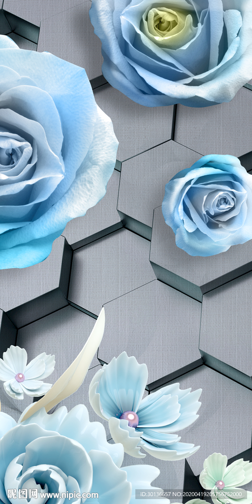 花朵贵气玄关画 TIF分层