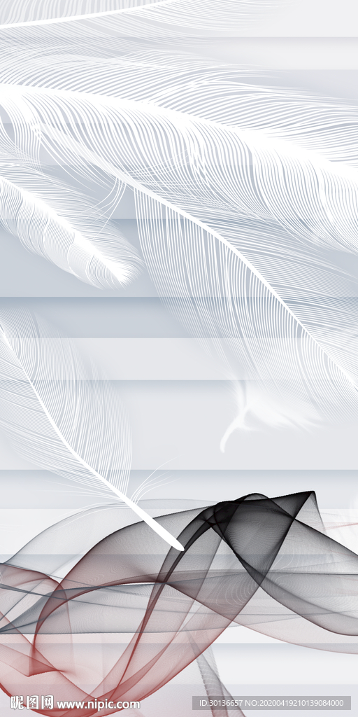 贵气羽毛玄关画 TIF分层