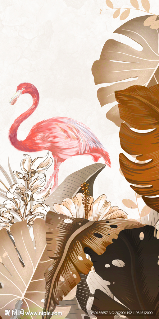 火烈鸟高雅玄关画 TIF分层