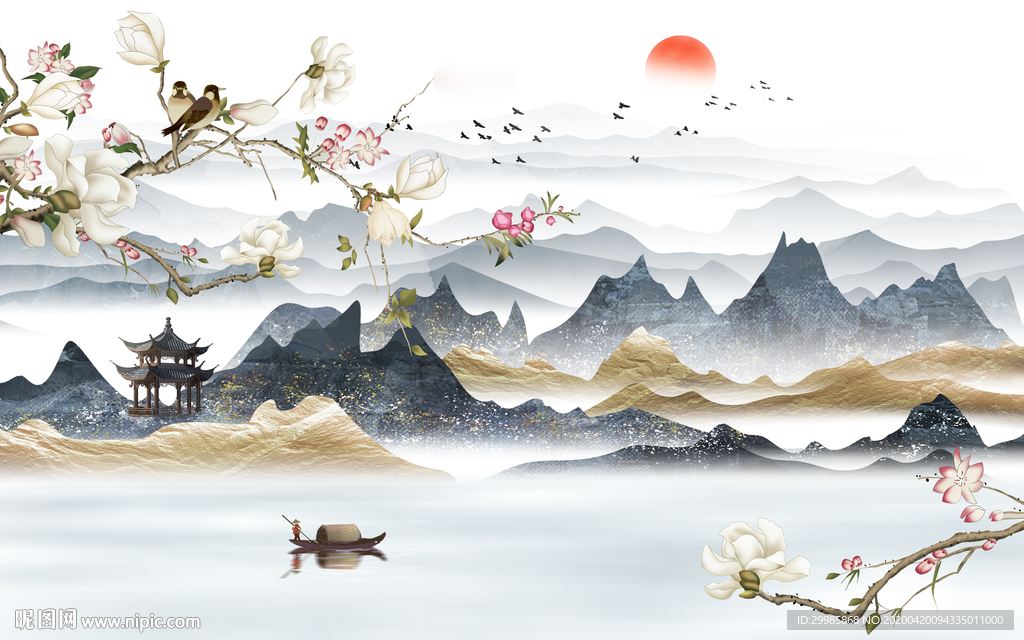 别墅最新款山水画 tif分层