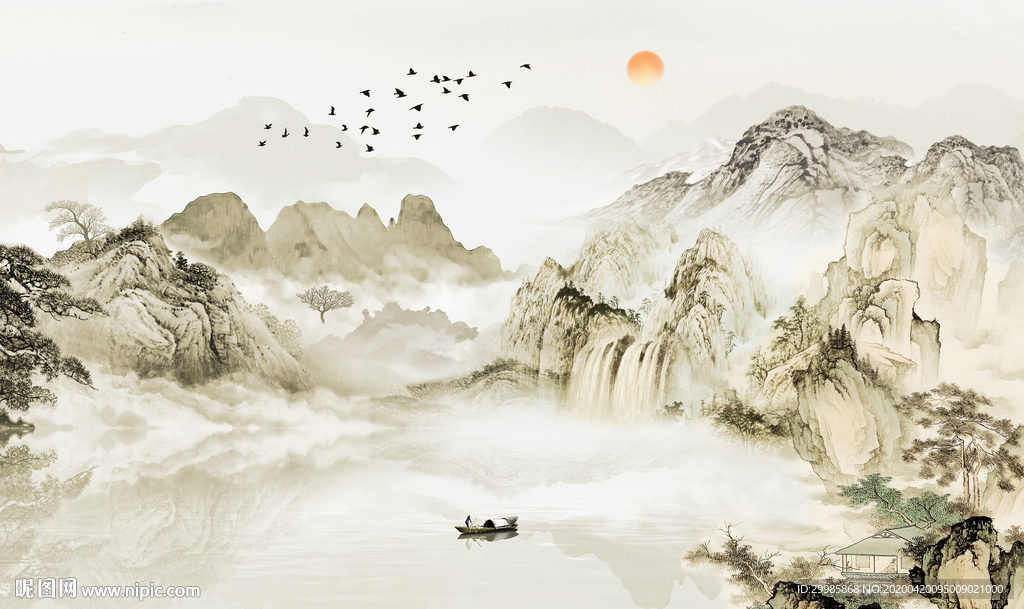 国画最新款山水画 tif分层