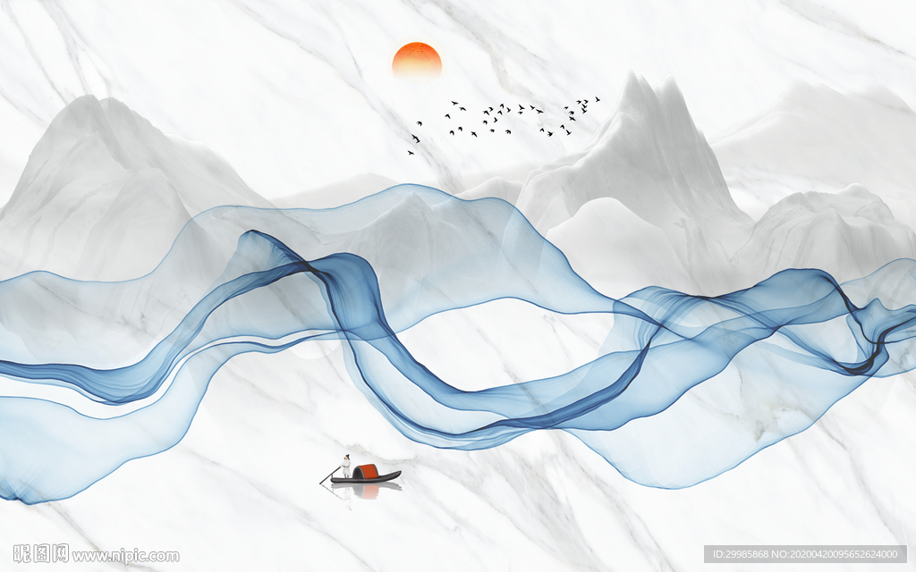 奢华最新款山水画 tif分层