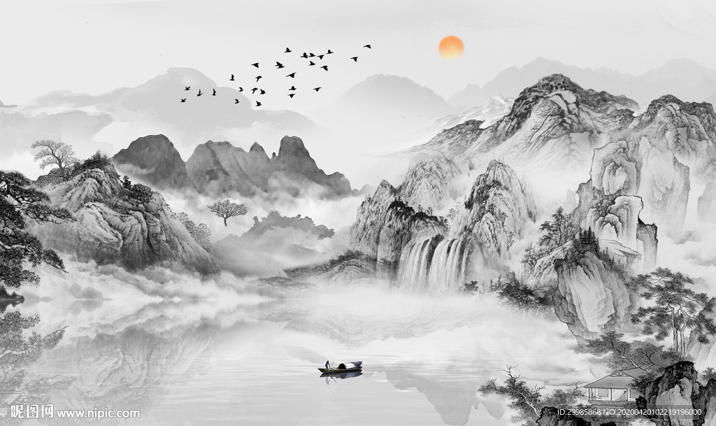 高清最新款山水画 tif分层