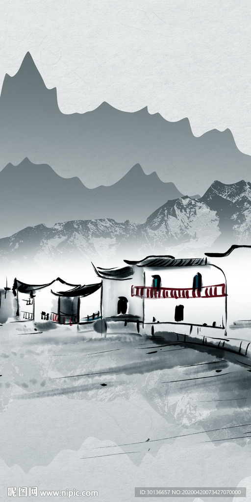 江南轻奢风玄关画 TIF分层