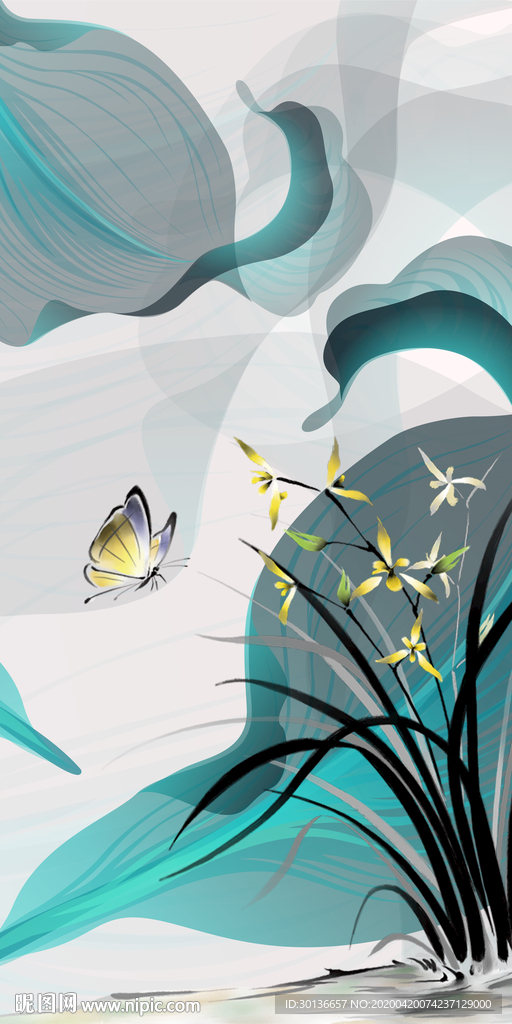 抽象现代风玄关画 TIF分层