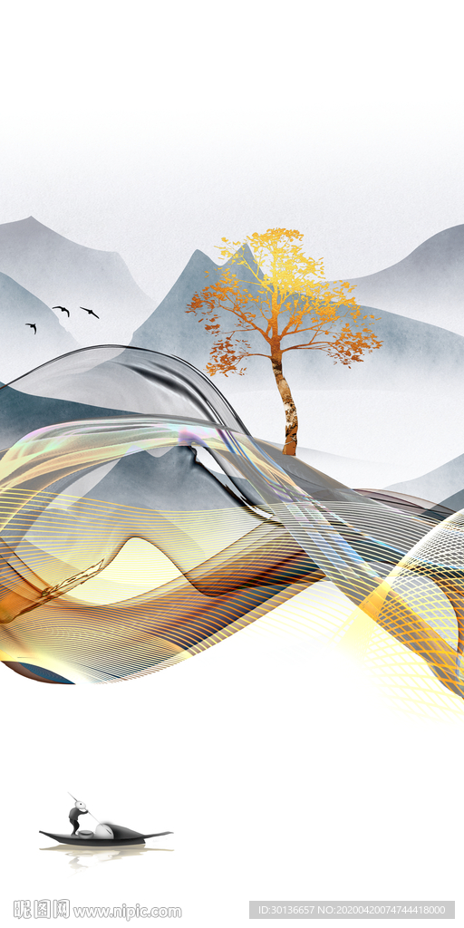 线条轻奢风玄关画 TIF分层