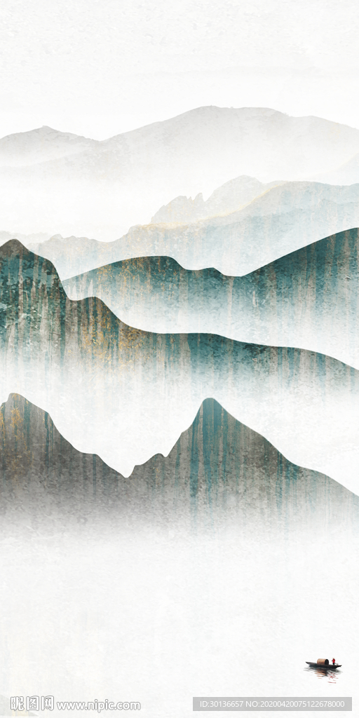 山水现代风玄关画 TIF分层