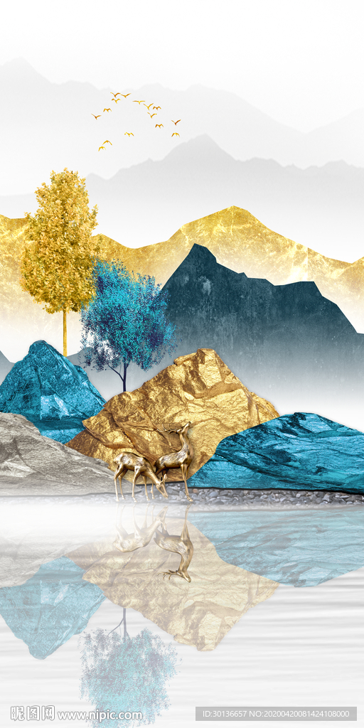 欧式轻奢风玄关画 TIF分层