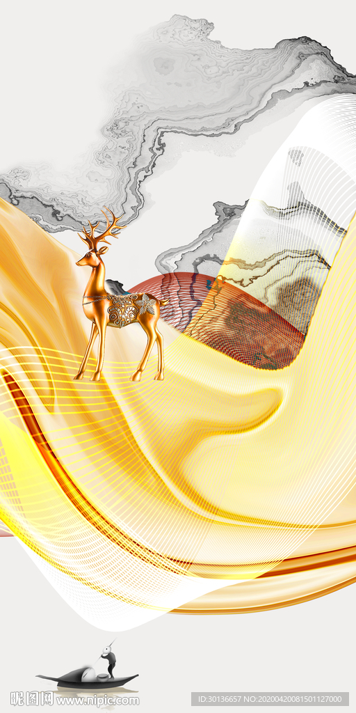 高清 轻奢风玄关画 TIF分层