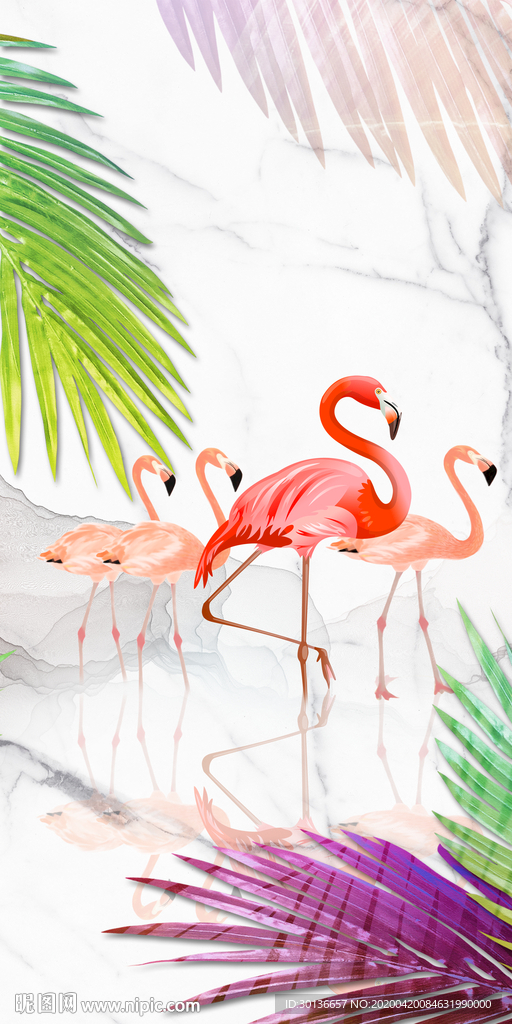 火烈鸟装饰玄关画 TIF分层