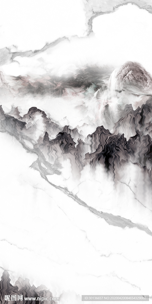 水墨山水玄关画 TIF分层