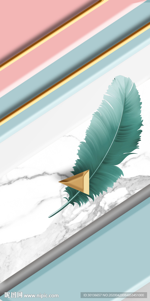 几何羽毛玄关画 TIF分层